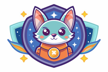 Obraz premium Cute Cartoon Astronaut Fox in Space with Stars