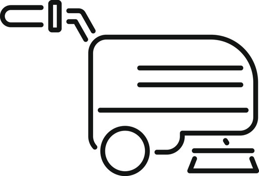recommend clip art: Line icon of a cleaning machine using a water jet for cleaning the floor