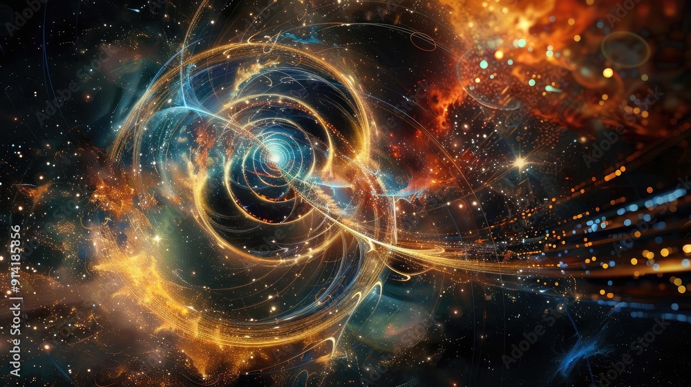 Poster a mesmerizing cosmic spiral, showcasing brilliant colors and swirling patterns that evoke the myster