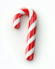 Fototapeta premium A classic red and white candy cane isolated on a white background.