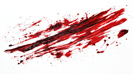 Blood Streaks Isolated on White Background, Dramatic Blood Spatter, High-Impact Streaks Design, Intense Red Streaks, Clean and Clear Blood Effects, Graphic Blood Illustration