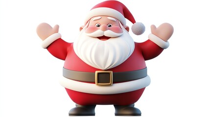 Smiling Santa Claus with open arms, isolated on white background.