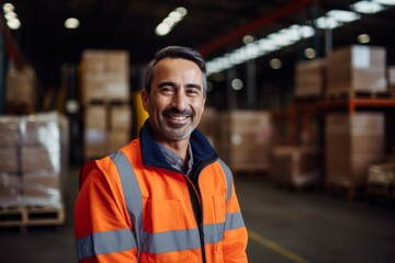 Portrait of a middle aged male warehouse worker