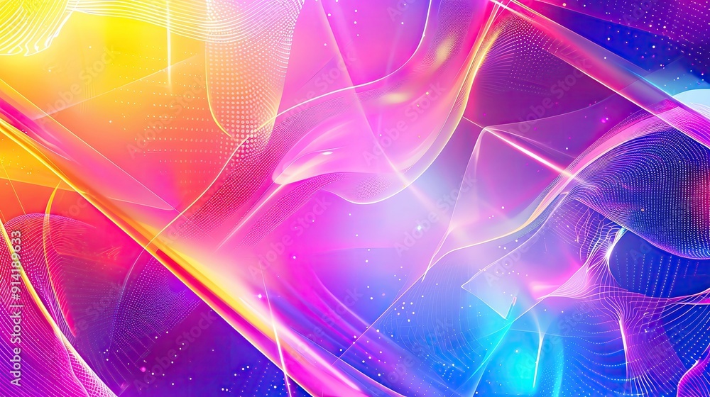 Poster vibrant abstract light patterns in a harmonious blend of colorful hues creating a mesmerizing visual