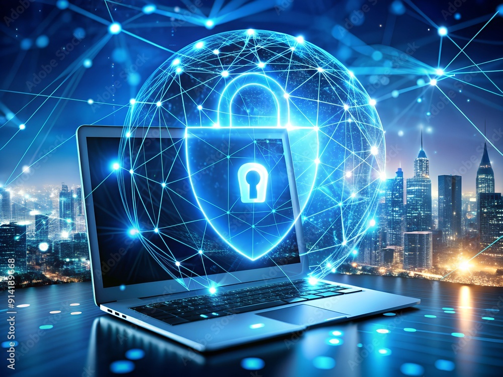 Aufkleber the world is floating in the digital universe. the concept of protecting global network data.