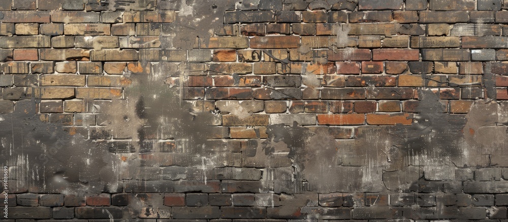 Poster a brick wall composed of antique and modern bricks can serve as a backdrop for various designs and p