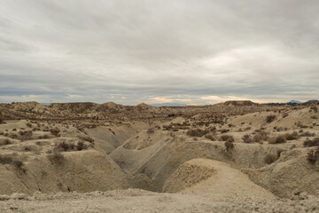 Aerial view of the Abanilla desert or Mahoya Desert in Murcia, Spain