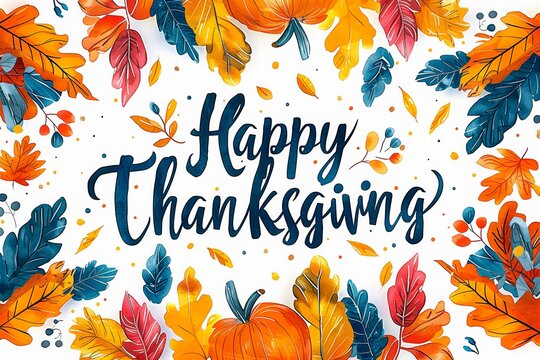 Vibrant autumn leaves and cheerful text celebrating thanksgiving holiday