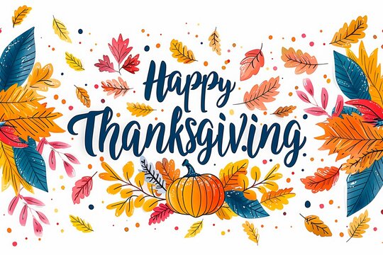 Vibrant autumn leaves and cheerful text celebrating thanksgiving holiday