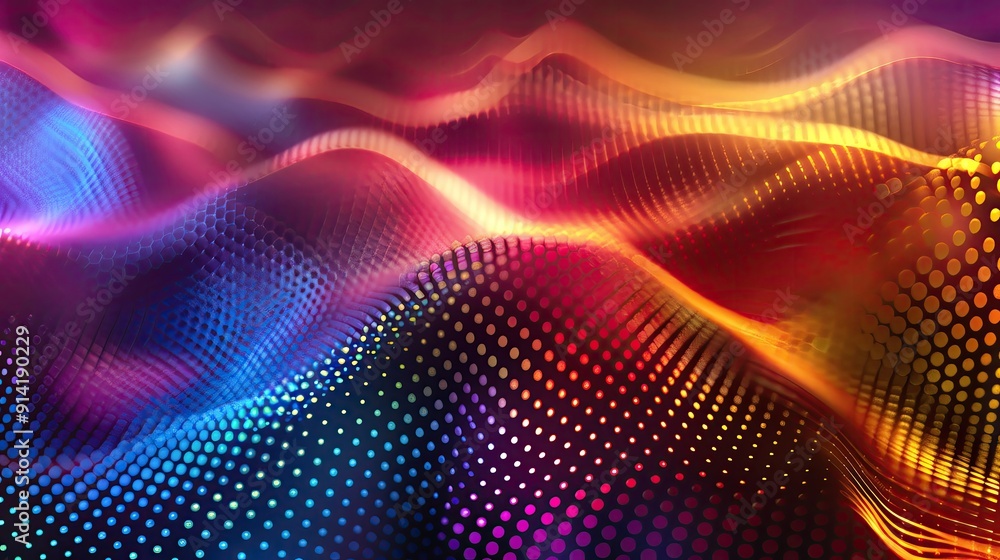 Poster colorful abstract waves of light create a dynamic and vibrant digital background suitable for variou