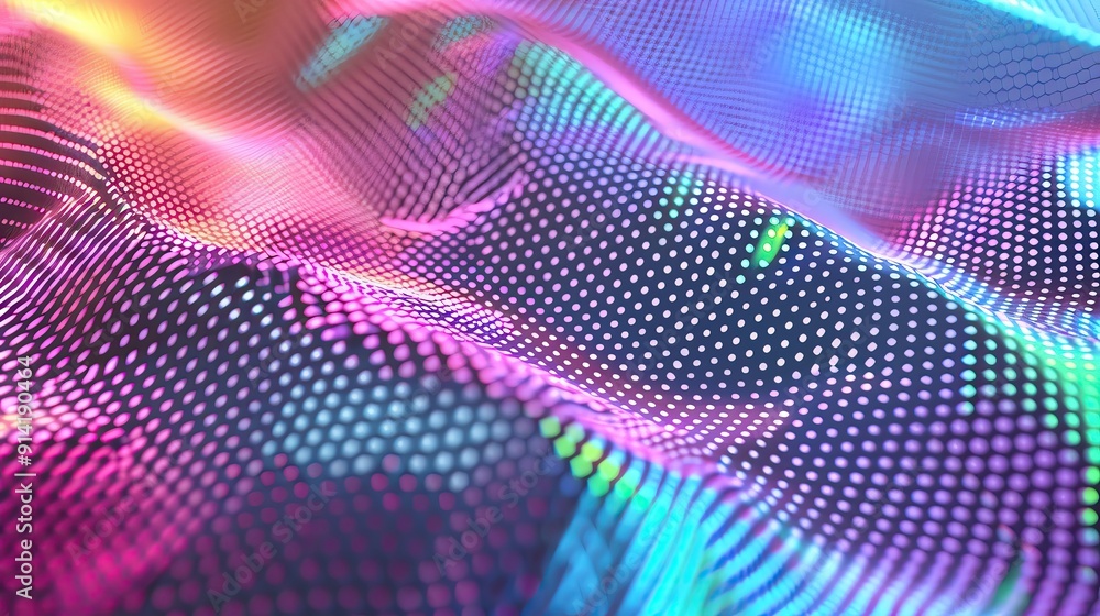 Poster vibrant abstract wave design with colorful dots creates a mesmerizing visual experience perfect for 
