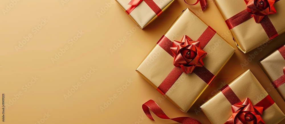 Canvas Prints Creative composition featuring gift wrapping with an attractive copy space image