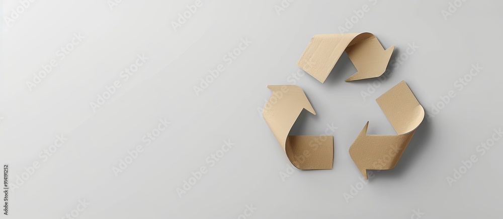 Poster eco friendly cardboard recycle symbol on white background for earth day concept with blank space for