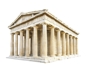 A roman ancient building isolated on white transparent background