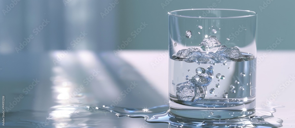 Poster cold water in a glass with a copy space image promising a refreshing sip