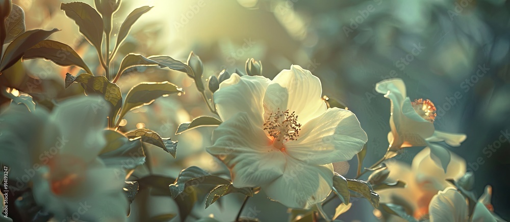 Poster a gentle image featuring flowers with copy space image