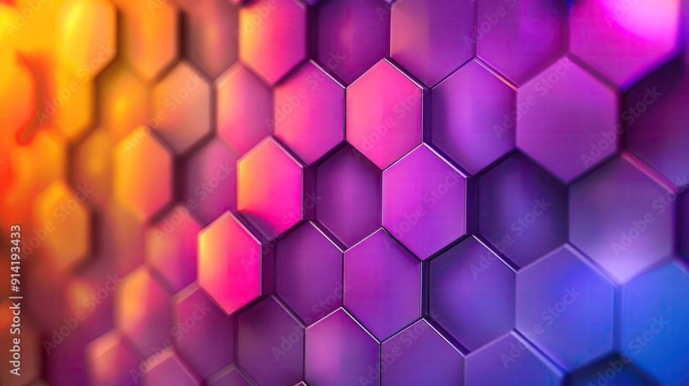 Poster vibrant hexagonal pattern filled with colors, creating a striking visual effect. perfect for abstrac