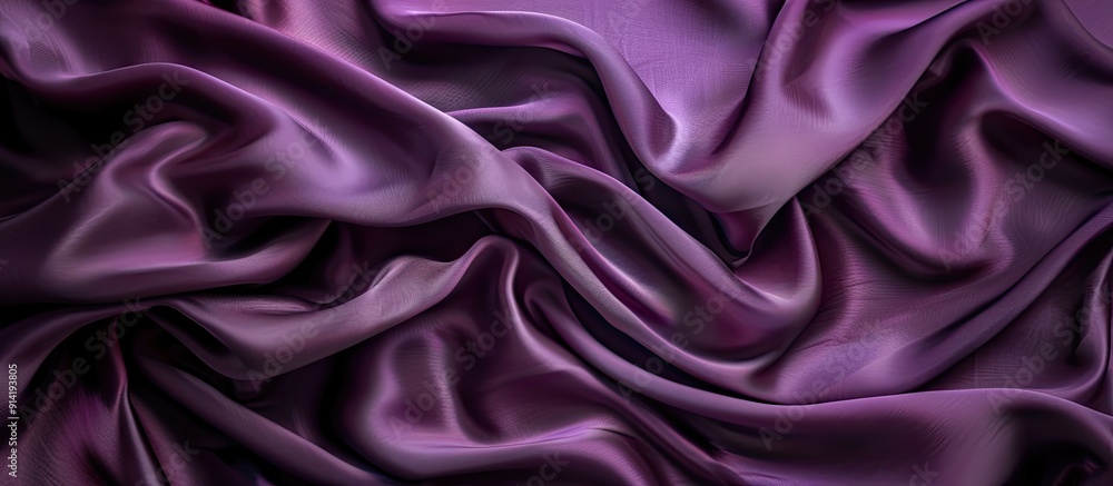 Poster top view of crumpled dark purple silk fabric suitable background for text adding the ending phrase c