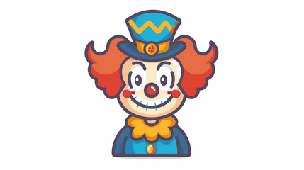 A whimsical cartoon clown featuring a top hat and vibrant red hair, ideal for Halloween party clipart on a white backdrop.