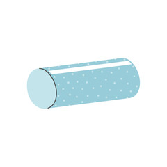 Hand drawn blue pencil case. Back to school, college, education concept. Isolated vector illustration
