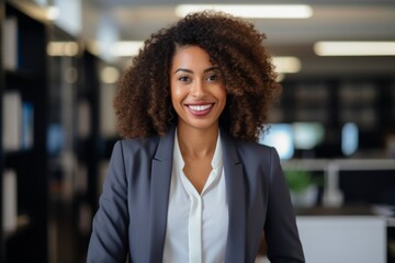 Fototapeta premium Smiling portrait of a young African American businesswoman