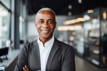 Portrait of a senior African American businessman in office