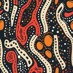 Naklejka premium Aboriginal style art pattern Illustration, a tiled pattern with graphic hand draw, matte color