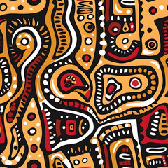 Fototapeta premium Aboriginal style art pattern Illustration, a tiled pattern with graphic hand draw, matte color