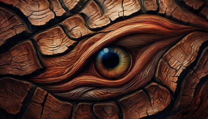 Obraz premium Drewno tekstura, drewniany wzór z okiem, dekoracja tapeta generative ai 