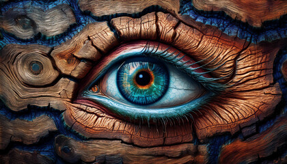 Obraz premium Drewno tekstura, drewniany wzór z okiem, dekoracja tapeta generative ai 