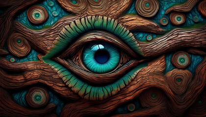 Obraz premium Drewno tekstura, drewniany wzór z okiem, dekoracja tapeta generative ai 