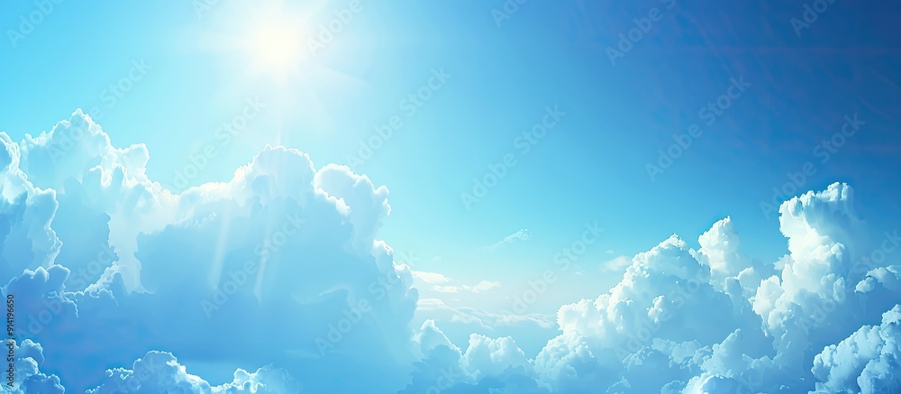 Poster abstract background with blue sky and clouds capturing a full frame shot perfect for adding text wit
