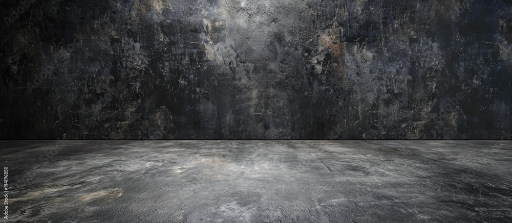 Poster dark gray concrete wall with a rough surface serving as a blurred background ideal for a copy space 