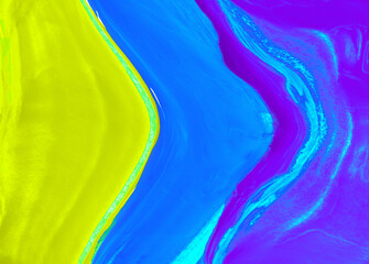 Neon colored background, green, blue and purple paints