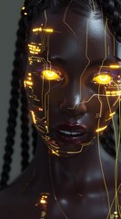 Futuristic Portrait of a Woman with Digital Enhancements