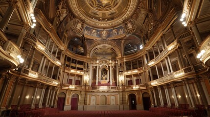Obraz premium Interior of a Gilded Theater with Ornate Decoration
