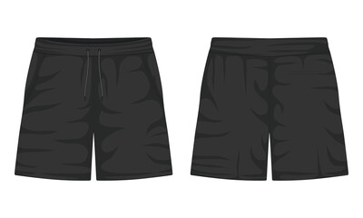 Black casual shorts mockup front and back view