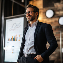 Portrait of a businessman leading a business meeting