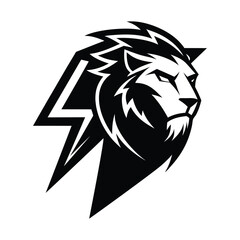 Lion head logo  silhouette lightning bolt lion vector logo design power of lion angry lion logo 
