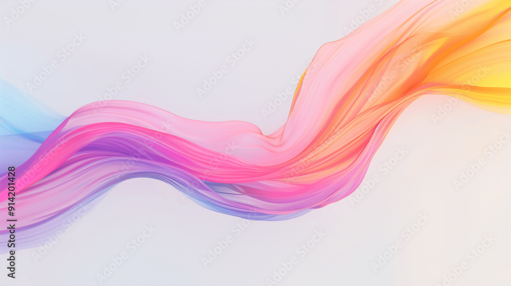 Poster abstract colorful wave with gradient hues and smooth flowing lines on light background, perfect for 