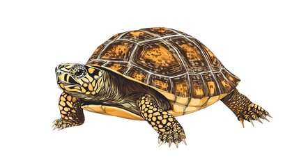 Obraz premium Cute Clean Eastern Box Turtle on a White Background