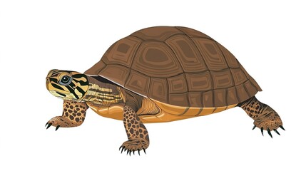 Fototapeta premium Cute Clean Eastern Box Turtle on a White Background