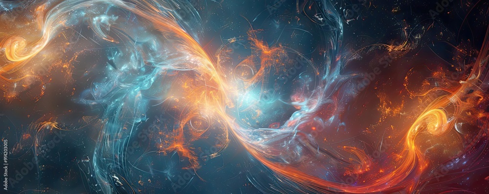 Poster beautiful cosmic abstract art featuring vibrant colors and swirling patterns, representing the wonde