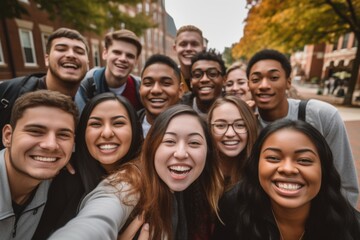 Smiling group of diverse group of students