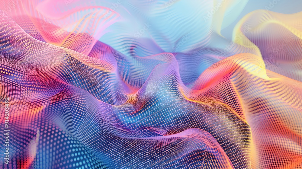 Poster colorful abstract waves with smooth gradients create a visually stunning digital background for crea