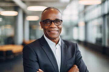 Portrait of a senior African American businessman in office