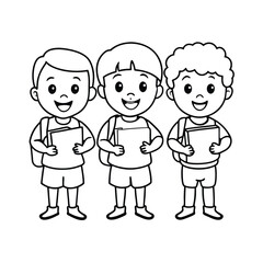 Single Line Art Coloring Page for Kids - Back to School Vector Illustration