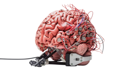A robot brain on transparent background