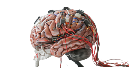 A robot brain on transparent background
