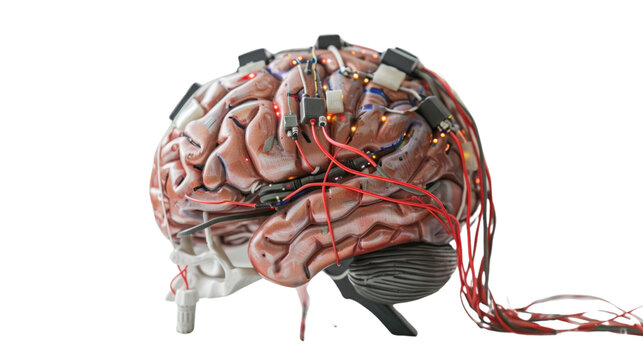 A robot brain on transparent background